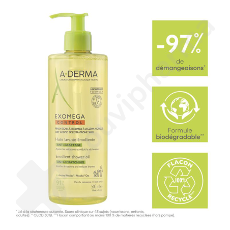 A-Derma Exomega Control Huile Lavante Émolliente - 500 ml
