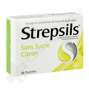 Strepsils Sans Sucre Citron - 36 pastilles
