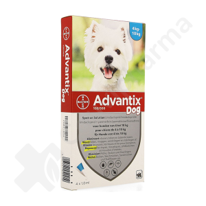 Advantix Dog 100/500 Chiens de 4 à 10 kg - 4 pipettes de 1 ml