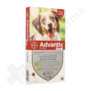 Advantix Dog 250/1250 Chiens de 10 à 25 kg - 4 pipettes de 2,5 ml