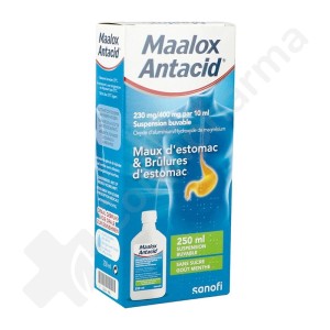 Maalox Antacid Muntsmaak Zonder Suiker 230 mg/400 mg - Suspensie voor oraal gebruik 250 ml