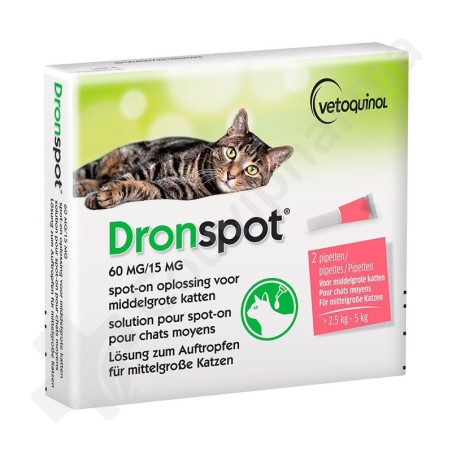 Dronspot 60 mg/15 mg Chats Moyens (2,5 à 5 kg) - 2 pipettes