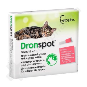 Dronspot 60 mg/15 mg Medium Katten (2,5-5 kg) - 2 pipetten