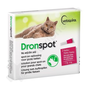 Dronspot 96 mg/24 mg Grands Chats (5 à 8 kg) - 2 pipettes