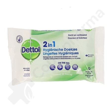 Dettol 2 en 1 - 12 lingettes hygiéniques