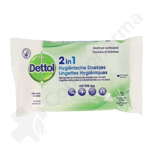 Dettol 2 en 1 - 12 lingettes hygiéniques
