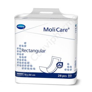 Molicare Rectangular 5 Druppels 15 x 60 cm - 28 doorlaatbare rechte inleggers