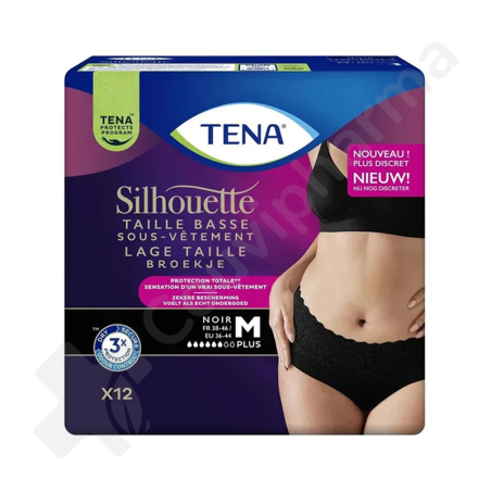 Tena Silhouette Plus Noir Medium - 12 sous-vêtements protecteurs Tena Silhouette Plus Noir Medium - 12 sous-vêtements protecteurs