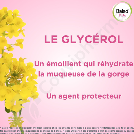 Balso Kids Sirop Toux Sèche Sans Sucre - 125 ml + pipette