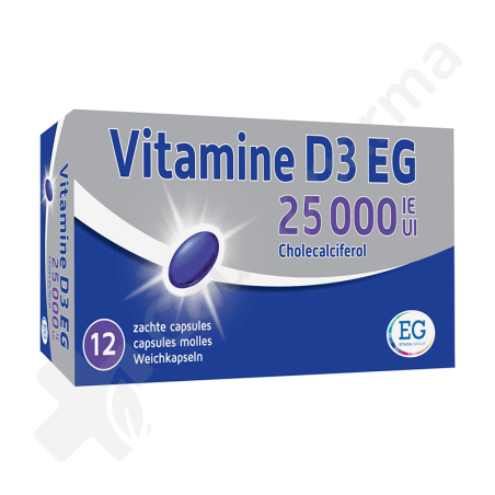 Vitamine D3 EG 25 000 UI - 12 zachte capsules