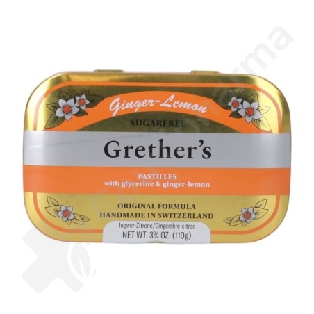 Grether's Pastilles Pour La Gorge Gingembre-Citron Sans Sucre - 110 g