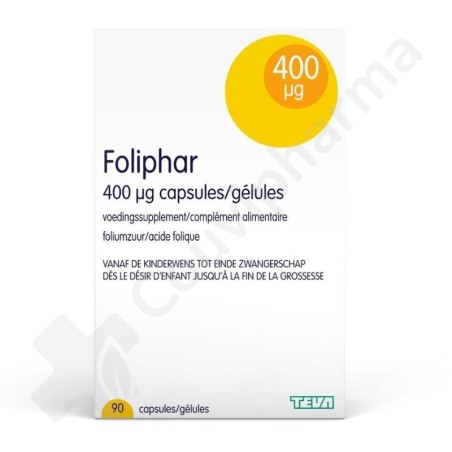 Foliphar Acide Folique 400 mcg - 90 capsules