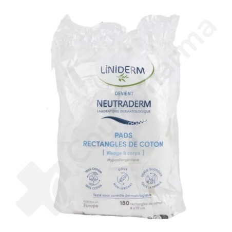 Neutraderm Rechthoekige Pads – 180 biologische wattenpads