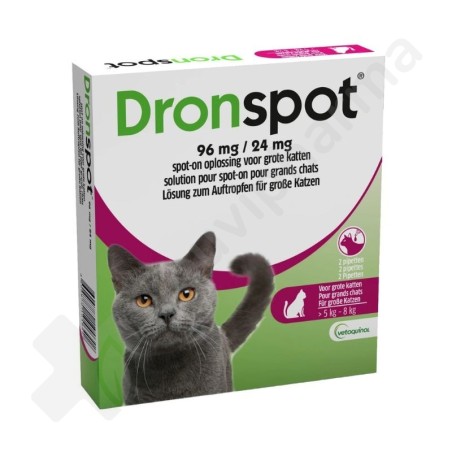Dronspot 96 mg/24 mg Grands Chats (5 à 8 kg) - 2 pipettes