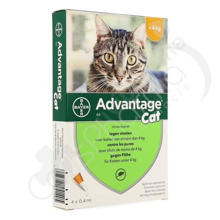 Advantage Cat 40 Chats < 4 kg - 4 pipettes de 0,4 ml