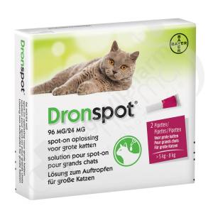 Dronspot 96 mg/24 mg Grands Chats (5 à 8 kg) - 2 pipettes