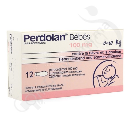 Perdolan Bébé 100 mg - 12 suppositoires