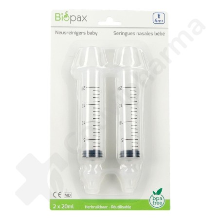 Biopax Seringues Nasales Bébé 2 x 20 ml - 2 embouts