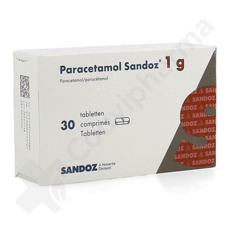 Paracétamol Sandoz 1 g - 30 tabletten Paracétamol Sandoz 1 g - 30 tabletten