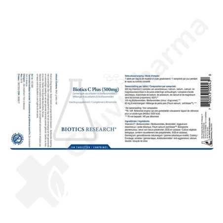 Biotics C Plus 500 mg - 100 comprimés