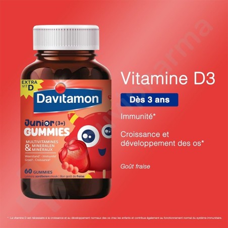 Davitamon Junior Gummies Fraise - 60 gummies