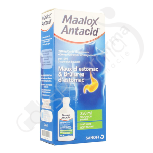 Maalox Antacid Goût Menthe Sans Sucre 230 mg/400 mg - Suspension buvable 250 ml