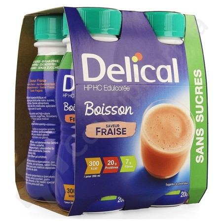 Delical Boisson HP/HC Sans Sucres Fraise - 4x200 ml