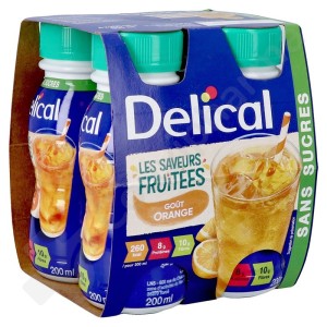 Delical Boisson Fruitée Sans Sucres Orange - 4x200 ml