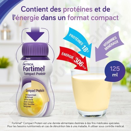 Fortimel Compact Protein 2.4 kcal Pêche-Mangue - 4x125 ml