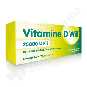 Vitamine D Will 25 000 UI - 4 capsules molles