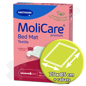 Molicare Bed Mat Textile 7 Druppels 75 x 85 cm avec rabats (75 x 185 cm)- 1 onderlegger