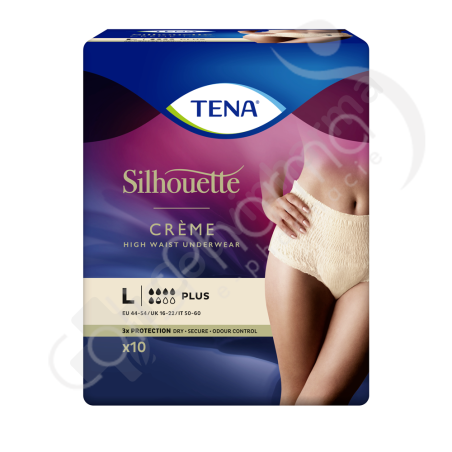 Tena Silhouette Plus Crème Large - 10 sous-vêtements protecteurs