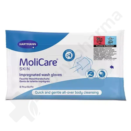 Molicare Skin Vochtige Washhandjes - 8 geïmpregneerde washhandjes