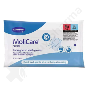 Molicare Skin Gants de Toilette Imprégnés - 8 gants imprégnés