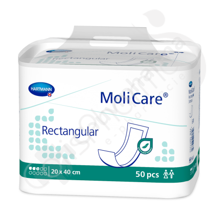 Molicare Rectangular 3 Gouttes 20 x 40 cm - 50 couches rectangulaires intraversables