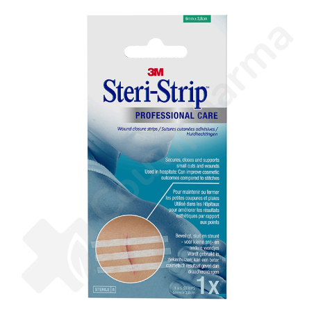 Steri-Strip 3M Professional Care 6 mm x 3,8 cm - 6 strips de sutures adhésives