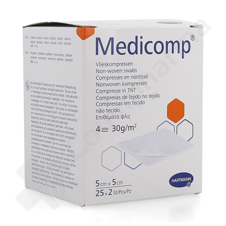 Medicomp 5 cm x 5 cm 4 Plis Stérile - 25 x 2 pièces