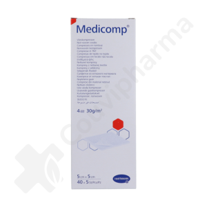 Medicomp 5 cm x 5 cm 4 Plis Stérile - 40 x 5 pièces
